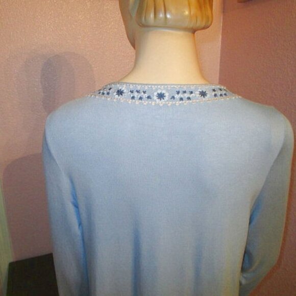 Soft Surroundings EMBROIDERED Tory Size M BLOUSE Tunic Top STRETCH Jersey BOHO - Picture 9 of 11